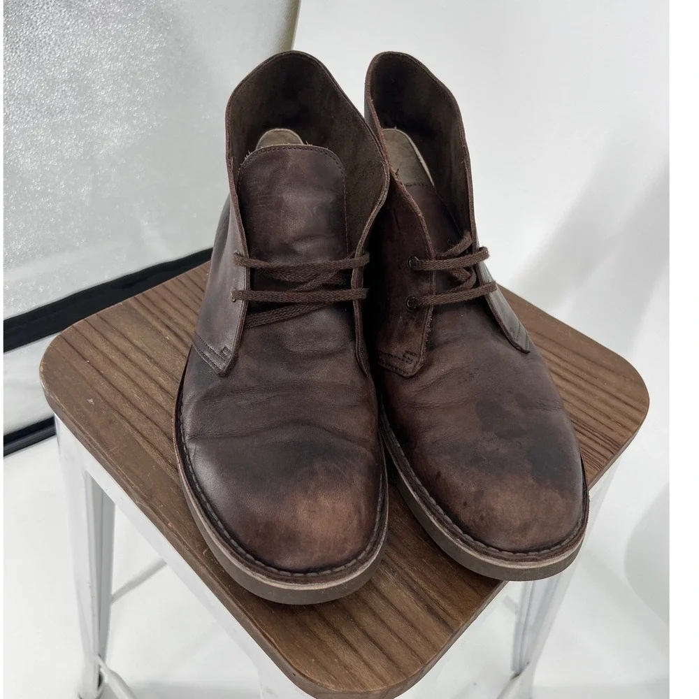 Clarks Bushacre 2 Chukka Boots Men's 13 Brown Leather Desert Boots Crepe Sole